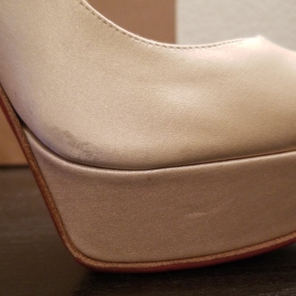 Christian Louboutin Platform Satin Nude Heels 39.5 - Picture 7 of 8